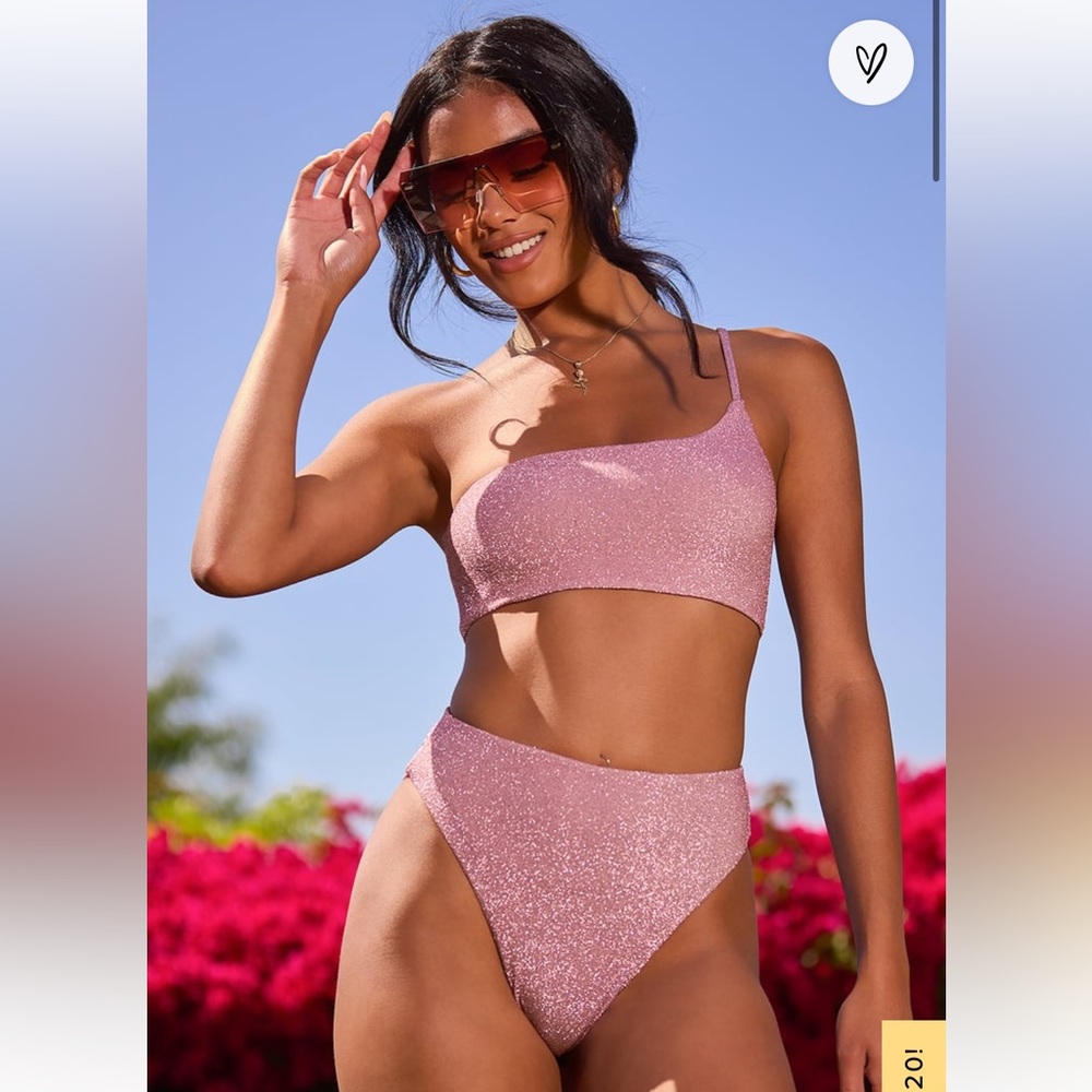 Lulu’s high rise swim suit with one shoulder top